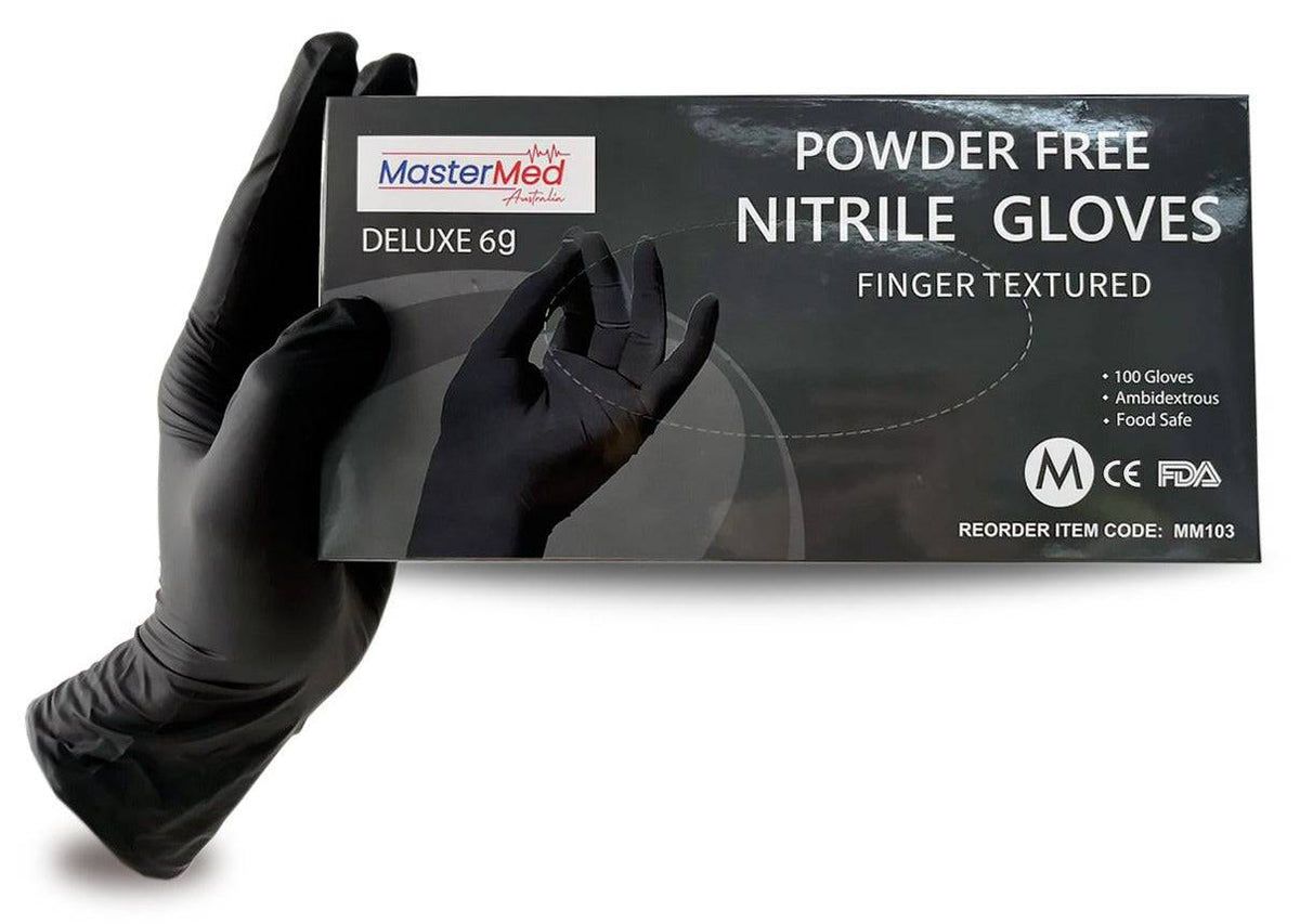 Hlpmedical Mastermed Deluxe blue nitrile gloves, tear-resistant, powder-free, 6.0g, suitable for medical or industrial use