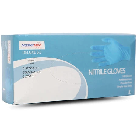 Mastermed Deluxe Blue or Black Nitrile Gloves Tear Resistant Powder Free 6.0g - FREE SHIPPING