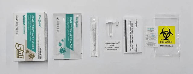 Hlpmedical Fanttest COVID-19, RSV, ADV, flu A&B 5-in-1 antigen rapid test kit, single pack, with test cassettes and supplies