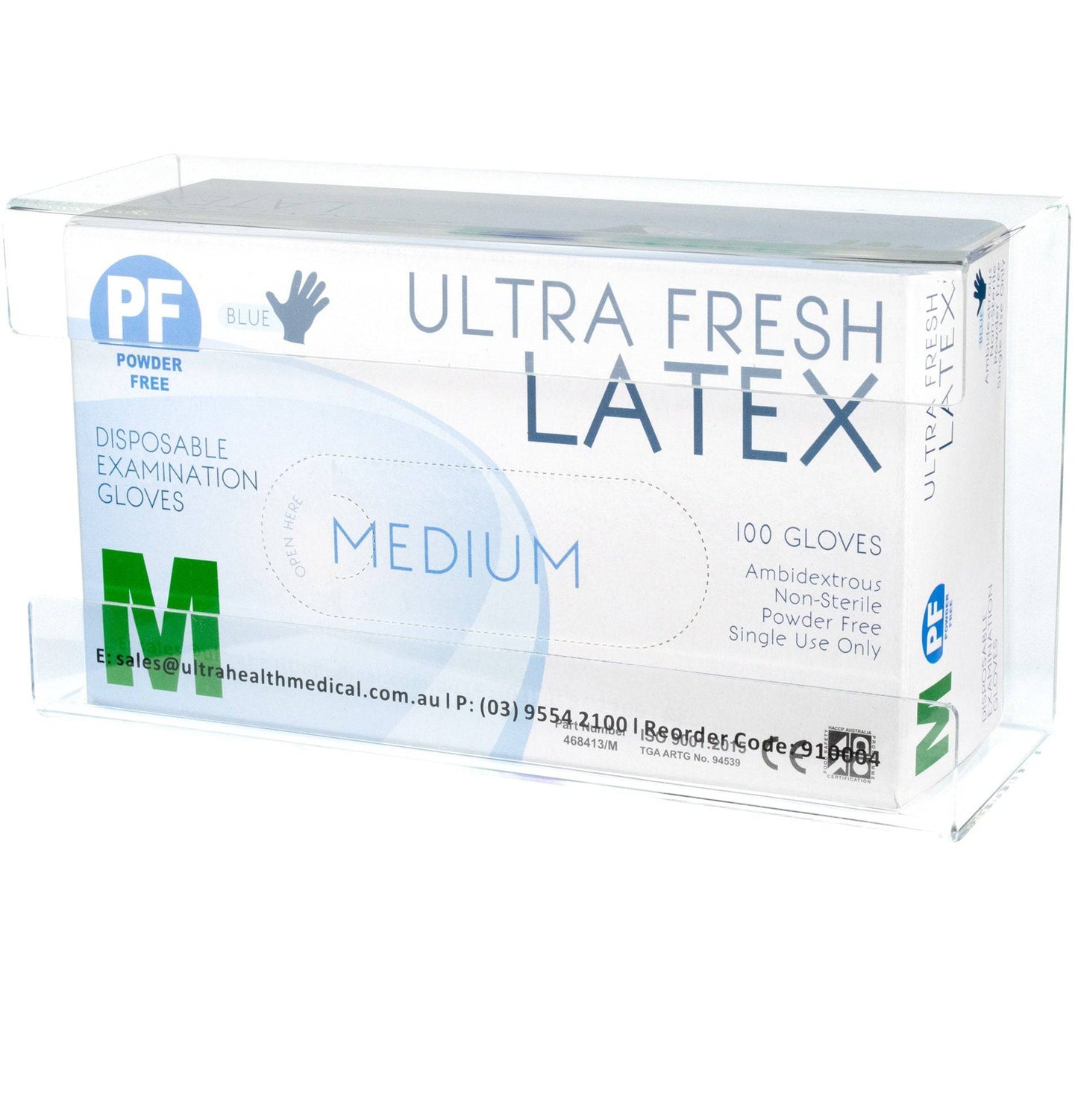 Hlpmedical Ultra Health acrylic single tier glove dispenser with clear design and multiple slots for easy glove access
