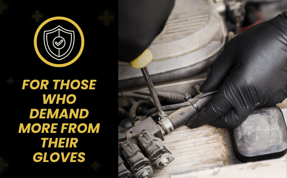 SHIELD RIGHT XtraGuard Black Nitrile Gloves - Heavy Duty, 6g, Disposable, Latex & Powder Free, Chemical & Puncture Resistant, Food Safe, Medical Grade