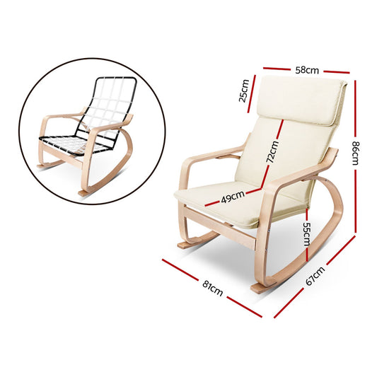 Hlpmedical Artiss rocking armchair with bentwood design, cushioned seat and backrest for comfortable lounging or nursing.