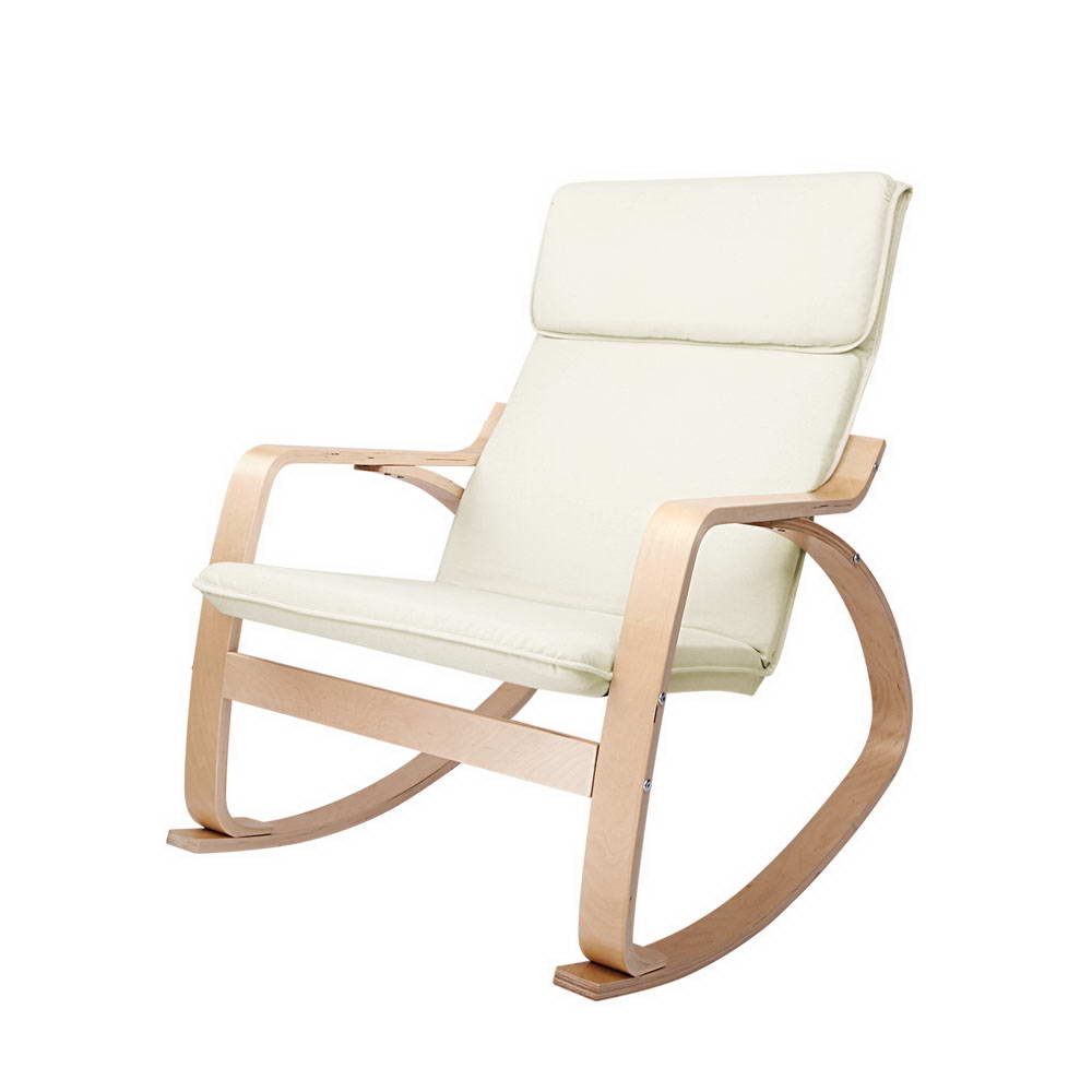 Hlpmedical Artiss rocking armchair with bentwood design, navy blue upholstery, and ergonomic recliner for comfortable seating.