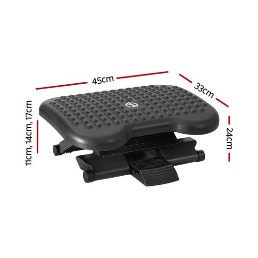 Black Artiss office foot rest stool with adjustable angle for under-desk comfort and massage, designed for ergonomic support.