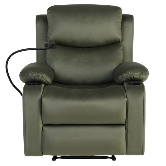Hlpmedical Artiss heated massage recliner chair with velvet upholstery, featuring a phone holder and armrest for relaxation.