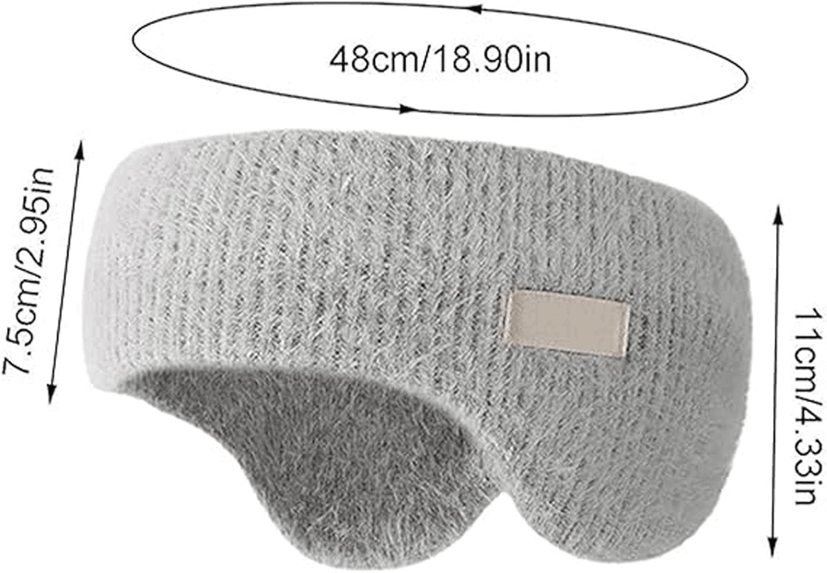 Pink Hlpmedical noise-canceling sleep earmuffs with a soft headband, warm knit design, ideal for sleeping, cycling, and winter warmth.