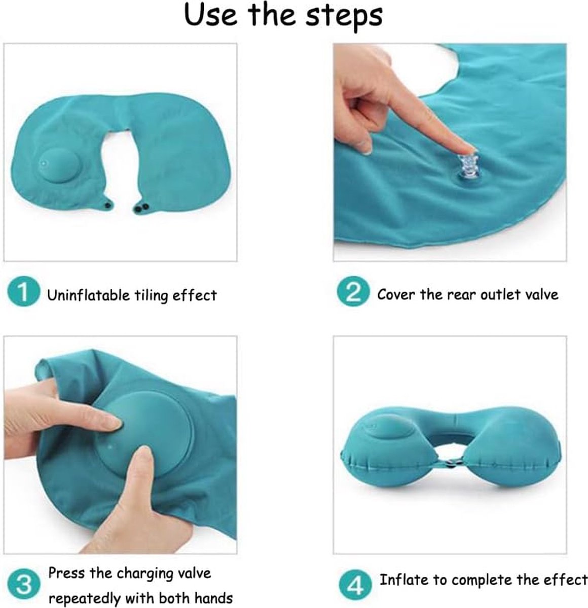 Inflatable travel pillow by Hlpmedical with foldable design and soft neck support for comfortable sleep during travel.