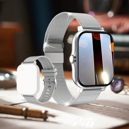 Hlpmedical smart watch with full touch screen, call function, fitness tracker, sleep monitoring, waterproof design for Android and iPhone.