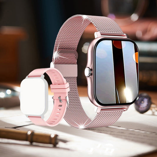 Hlpmedical smart watch with full touchscreen, call function, fitness tracker, sleep monitoring, waterproof design for Android and iPhone.