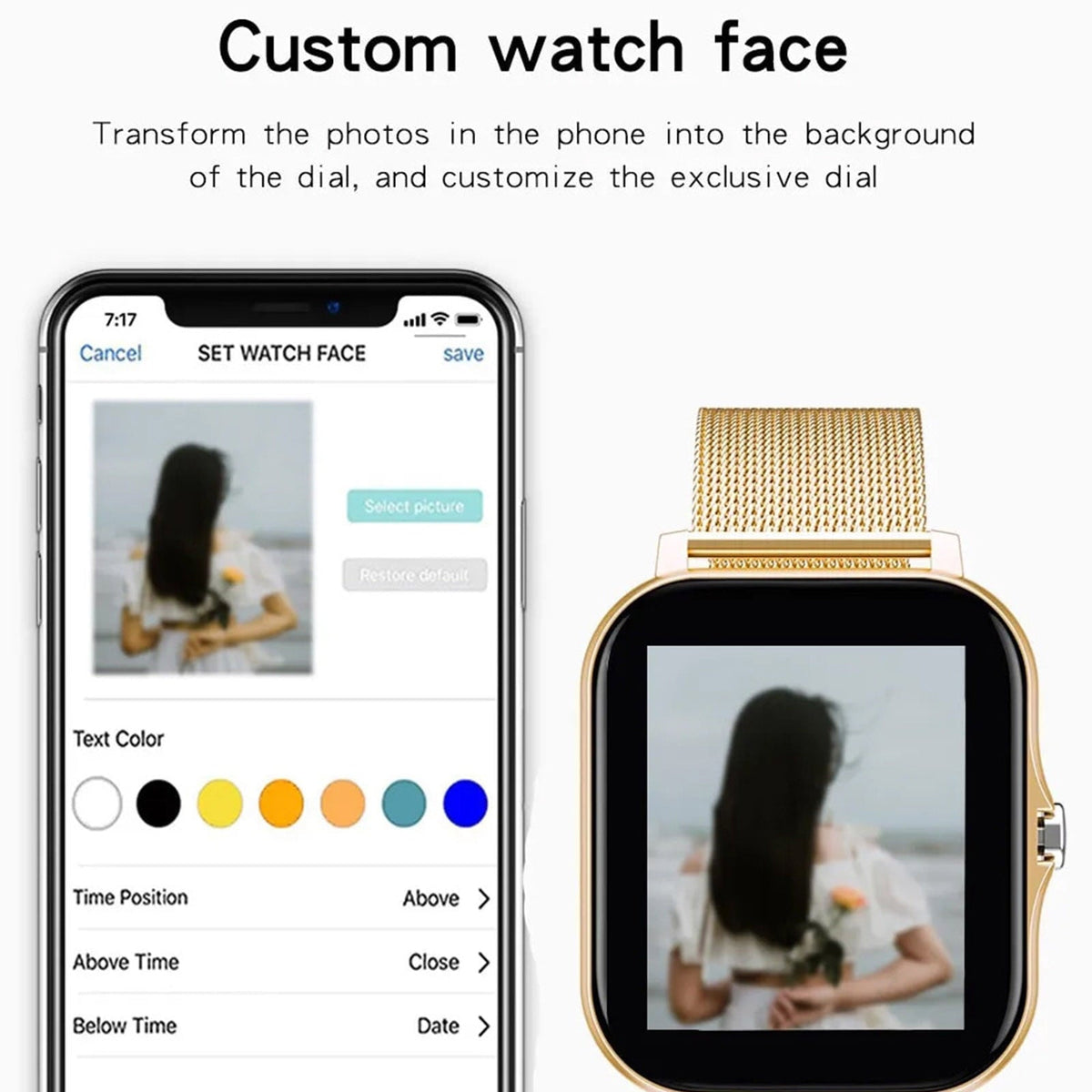 Hlpmedical smart watch for Android and iPhone with full touch screen, call function, fitness tracking, sleep monitoring, waterproof design