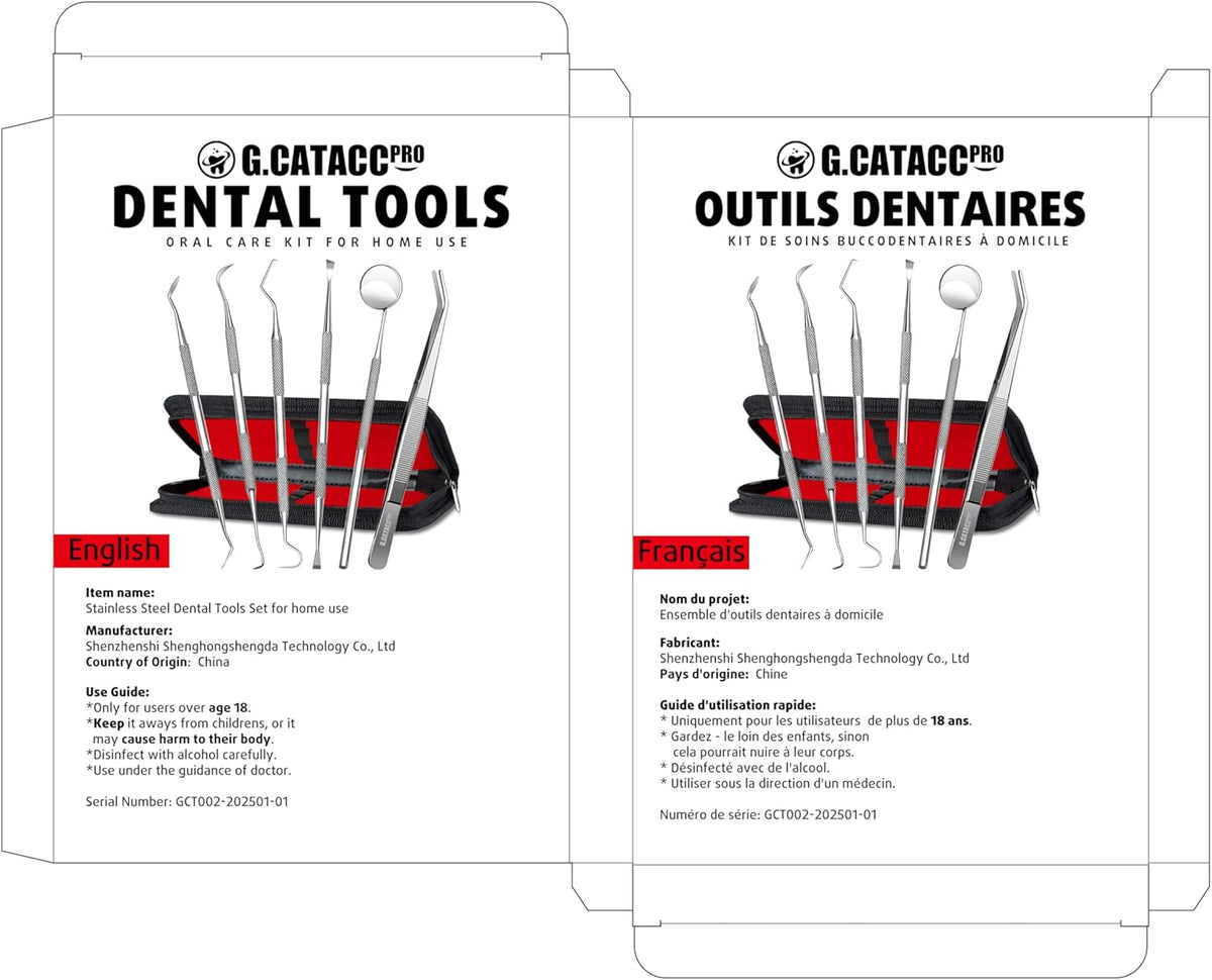 Hlpmedical dental tool set with stainless steel teeth cleaning picks, plaque remover, and case for professional oral hygiene.