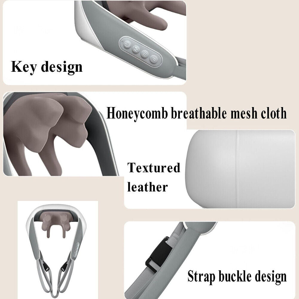 Hlpmedical 5D massage device for neck and shoulders with heat, deep kneading grey massager for pain relief and relaxation.