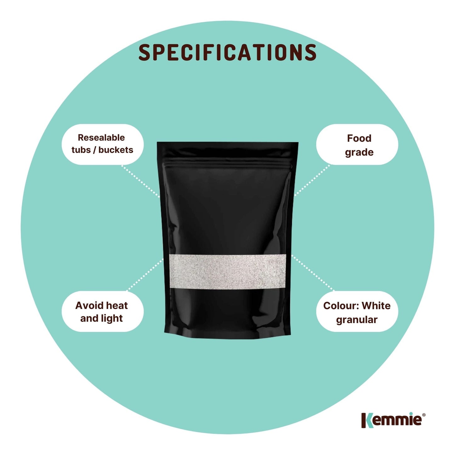 Hlpmedical Kemmie 2kg Potassium Sorbate food grade granules preservative for cosmetics and food preservation.