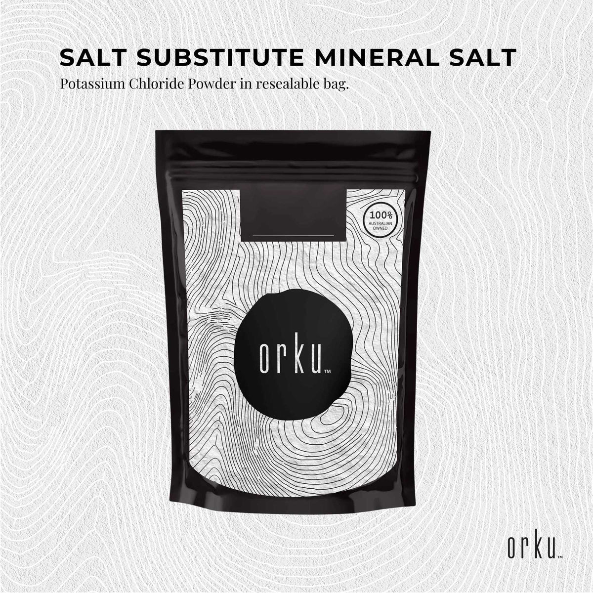 Hlpmedical Orku 1kg potassium chloride powder, food grade salt substitute, dietary supplement with KCl for healthy mineral intake
