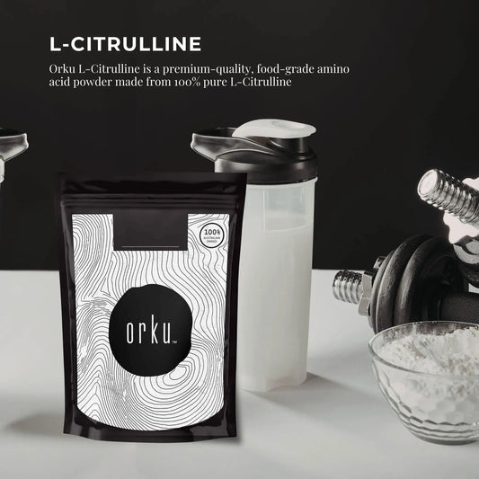 Hlpmedical Orku 2kg L-Citrulline powder bucket, pure food-grade amino acid supplement for health and athletic performance.