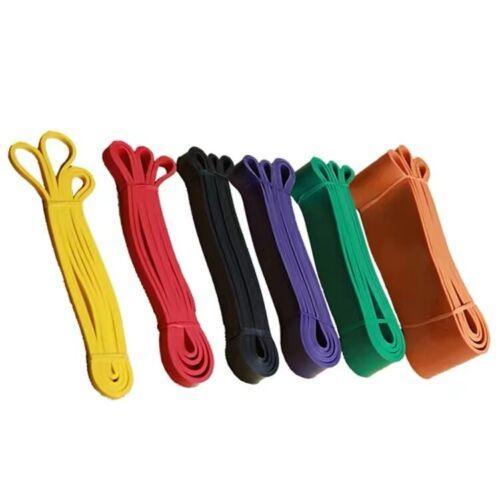 Blue heavy-duty resistance yoga band by Hlpmedical, 125-170 lbs, 64mm x 2080mm, for fitness, exercise, and Pilates workouts.