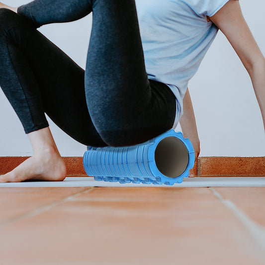 Hlpmedical commercial deep tissue foam roller for yoga and Pilates, black and textured for muscle relief and exercise therapy.