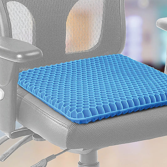 Hlpmedical gel chair seat cushion designed for lower back pain relief, suitable for wheelchairs, cars, and office chairs.