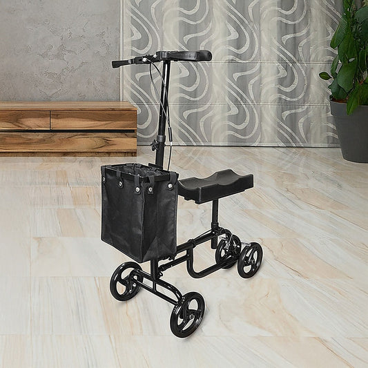 Hlpmedical knee walker scooter with adjustable handles and large wheels, a portable mobility aid for easier movement.