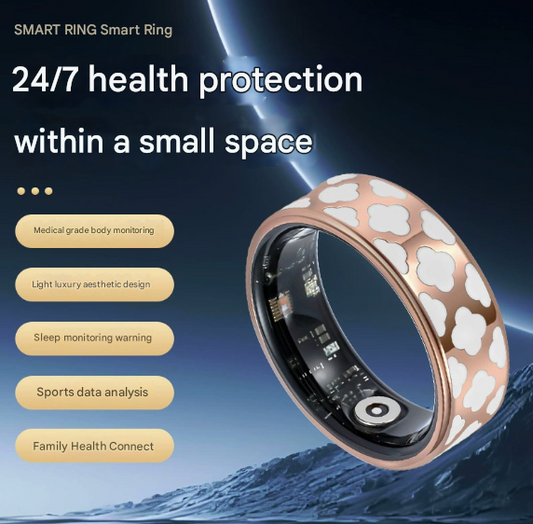 Hlpmedical 12# striped gold smart health ring with wireless charging case, titanium steel wearable for heart rate, sleep, and oxygen monitoring