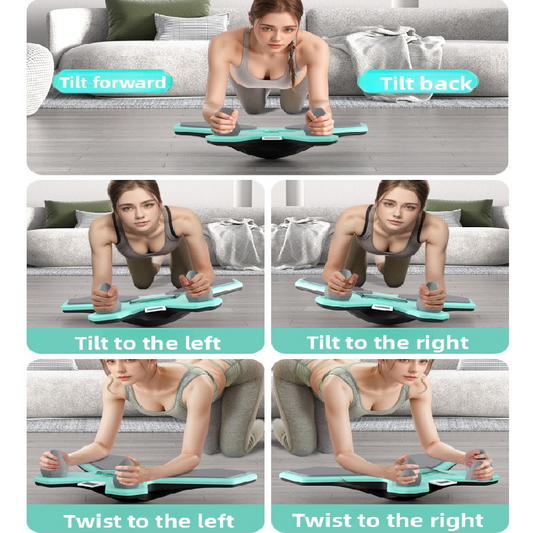 Pink Hlpmedical balance board with timer for core training, abdominal strength, and fitness exercises, ideal for home workouts.