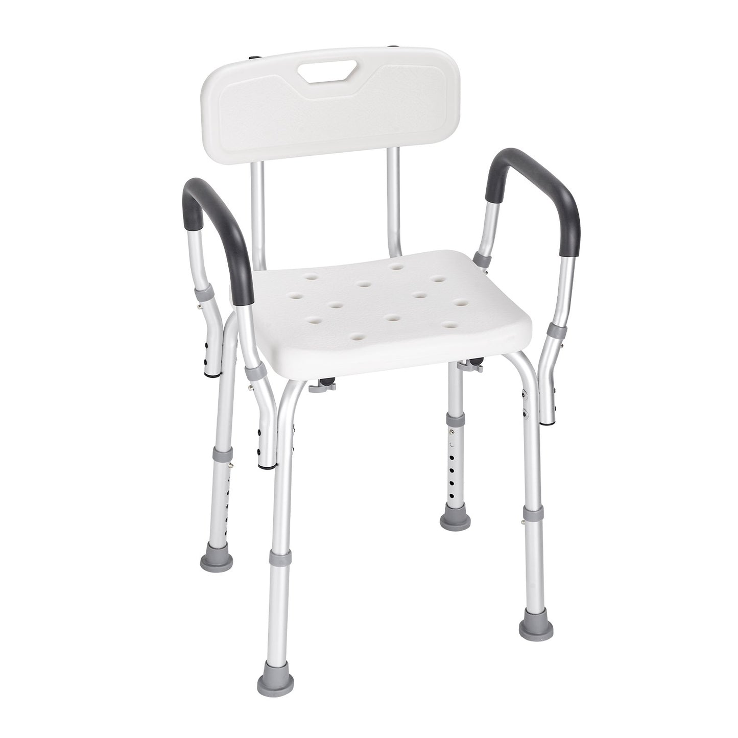 Hlpmedical shower chair with backrest, adjustable height, non-slip seat, suitable for elderly and disabled in bathroom.