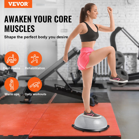 Gray 23-inch Hlpmedical exercise ball with resistance bands and foot pump for full body workouts and stability training.
