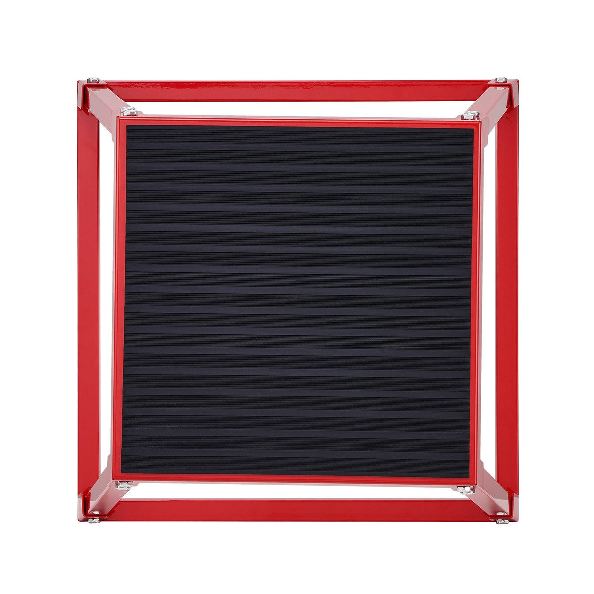 Red 18-inch plyometric jump box by Hlpmedical, steel fitness step-up box for home gym, agility, and strength training.