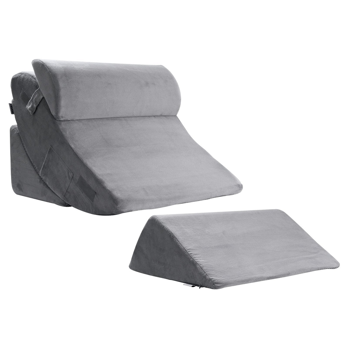 Dark grey Hlpmedical wedge pillow set with adjustable orthopedic pillows for back pain, acid reflux, and snoring relief.