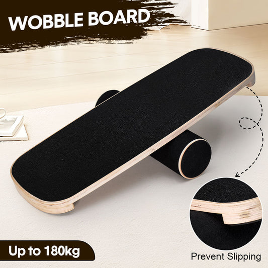 Hlpmedical wooden balance board with non-slip roller for home fitness, core stability, and balance training, supports up to 200kg.