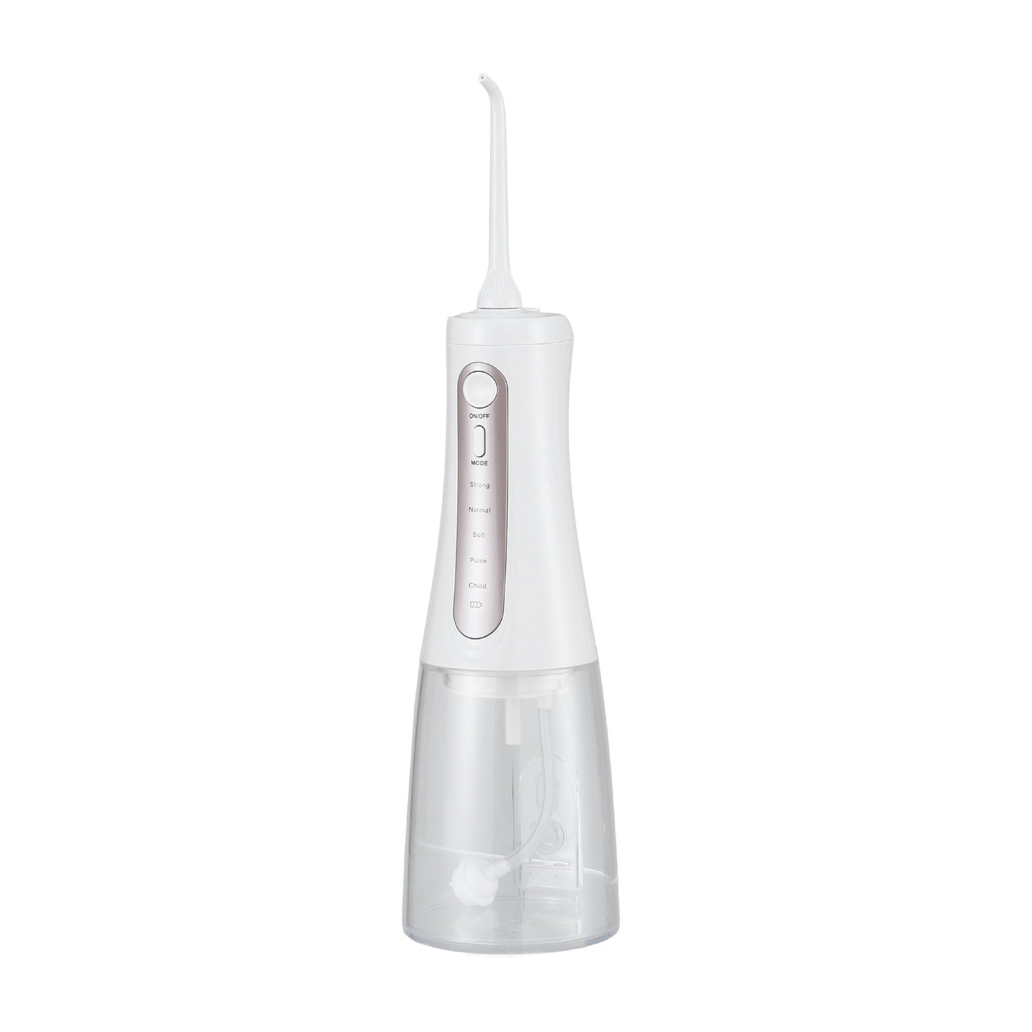 White Devanti cordless water flosser by Hlpmedical for oral health, featuring a compact design and ergonomic water reservoir.