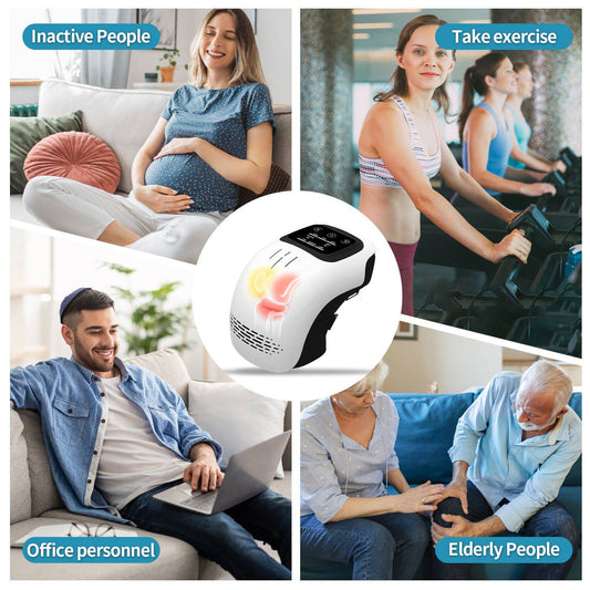 HLP Medical Supplies electric knee massager with infrared laser, vibration, and heating for pain relief and recovery.