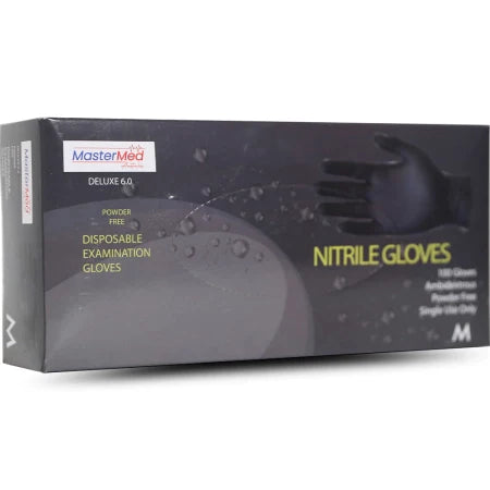 Mastermed Deluxe Blue or Black Nitrile Gloves Tear Resistant Powder Free 6.0g - FREE SHIPPING