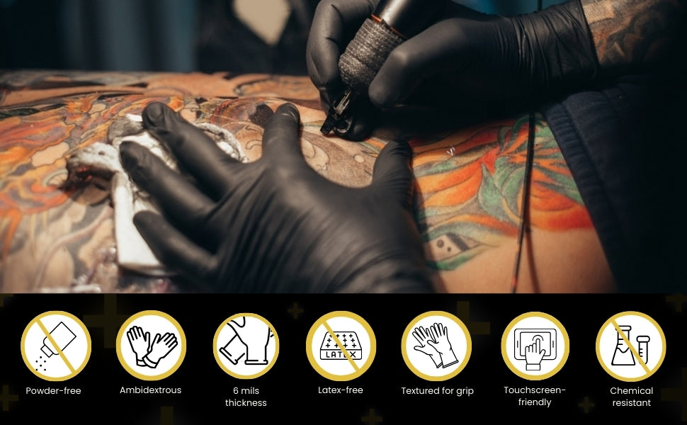 SHIELD RIGHT XtraGuard Black Nitrile Gloves - Heavy Duty, 6g, Disposable, Latex & Powder Free, Chemical & Puncture Resistant, Food Safe, Medical Grade