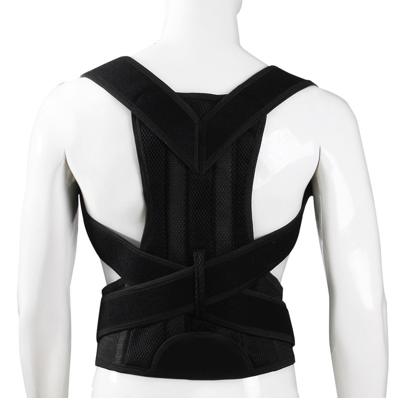 HLP Medical Supplies black humpback posture correction belt for men and women, recovery support, worn around the back and shoulders.