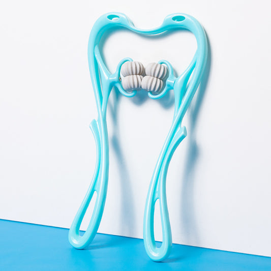 Blue HLP Medical Supplies six-wheel manual neck massager for relief and recovery, featuring a multifunctional roller massage tool.