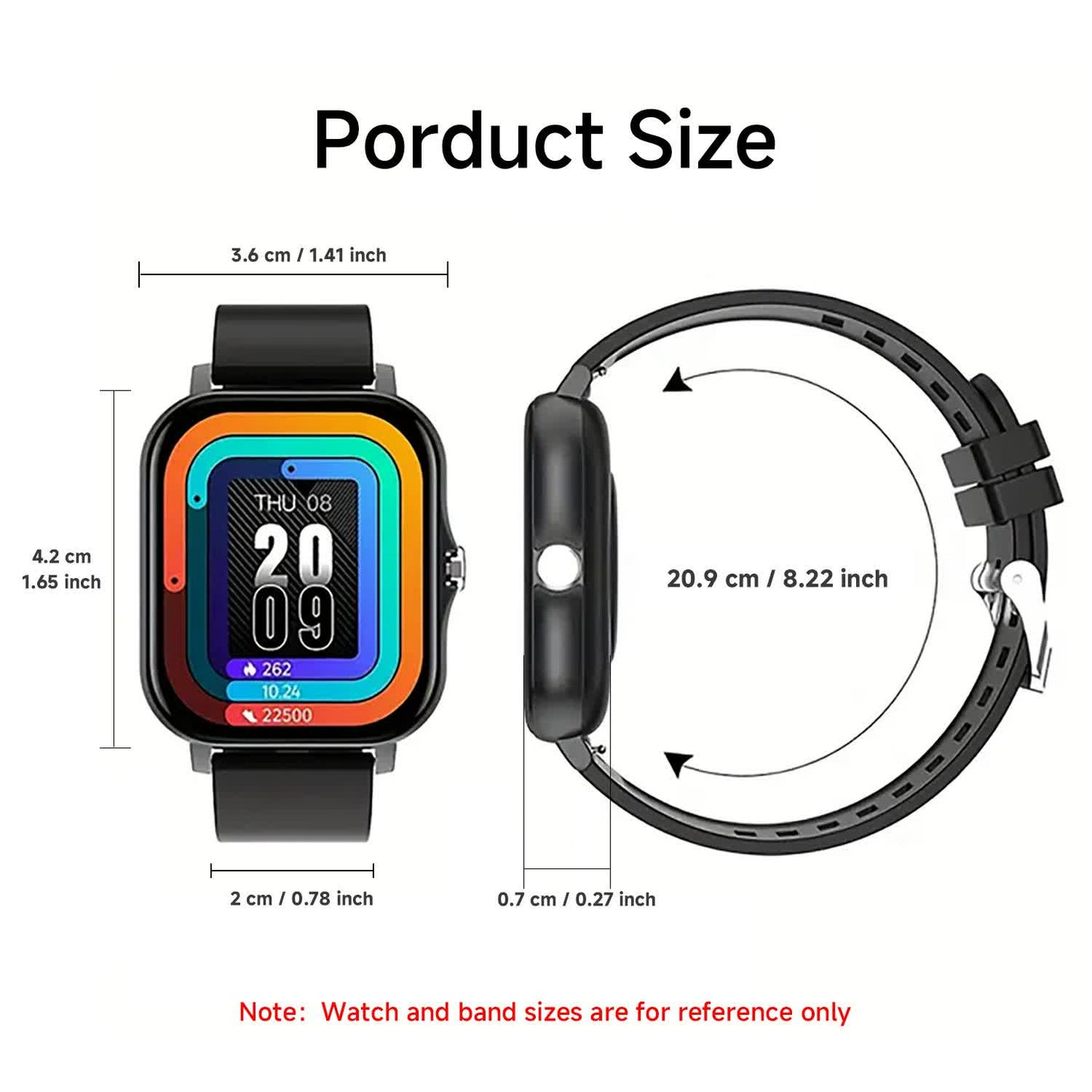 Gold Hlpmedical men's smart fitness watch with large display, showing 24 sport modes and heart rate monitor on a wrist.