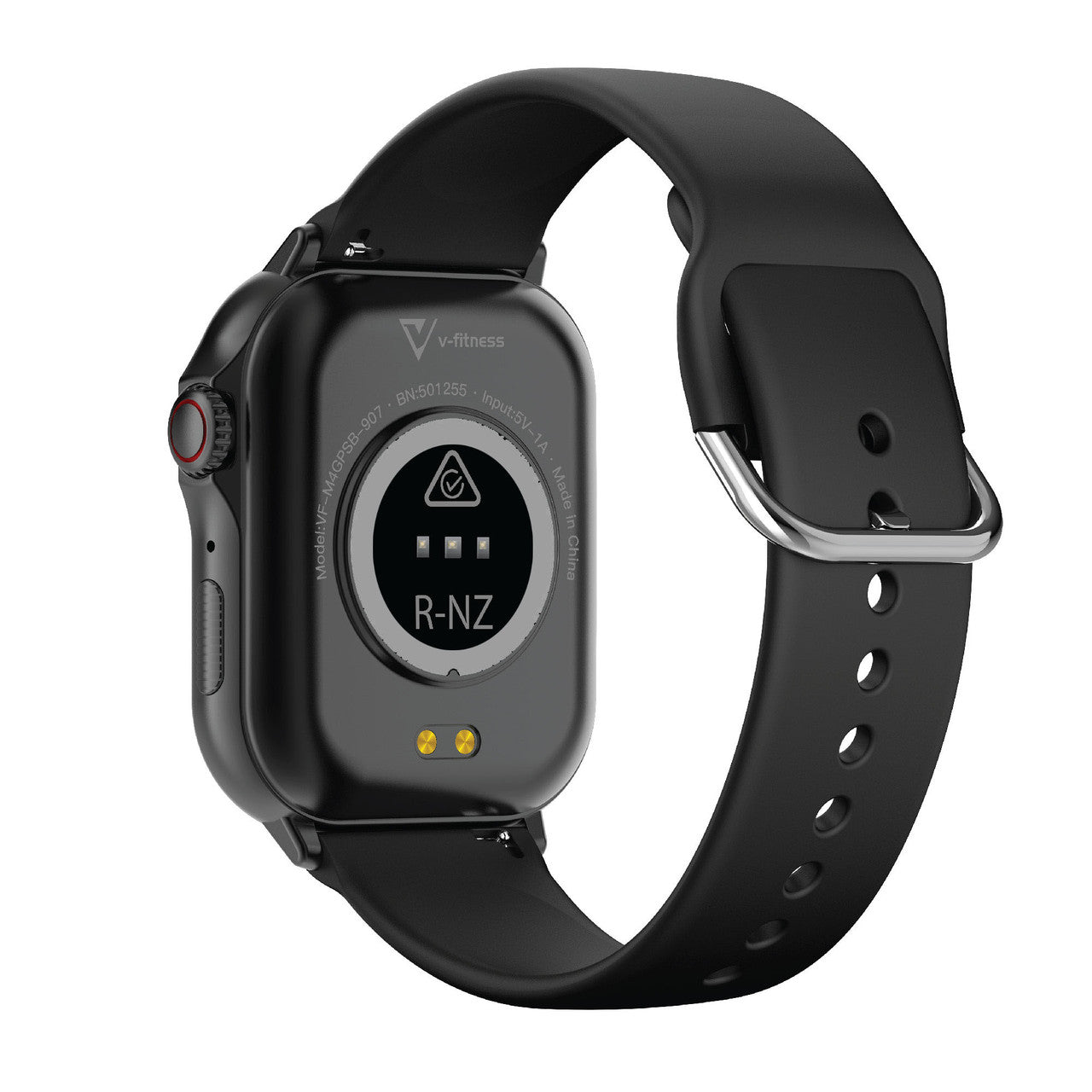 Hlpmedical V-Fitness Smart Watch with GPS, black 2.1-inch display, men's fashion watch showing digital screen and sleek design.