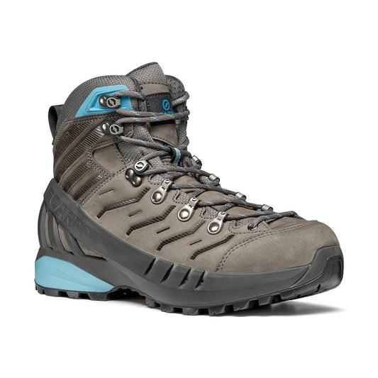 Scarpa women's Cyclone Gore-Tex hiking boots with Vibram sole in grey and arctic color, EU 39, designed for trekking and outdoor adventures.