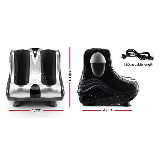 Livemor Foot Massager by Hlpmedical featuring electric shiatsu rollers for ankle, calf, and leg kneading in silver.