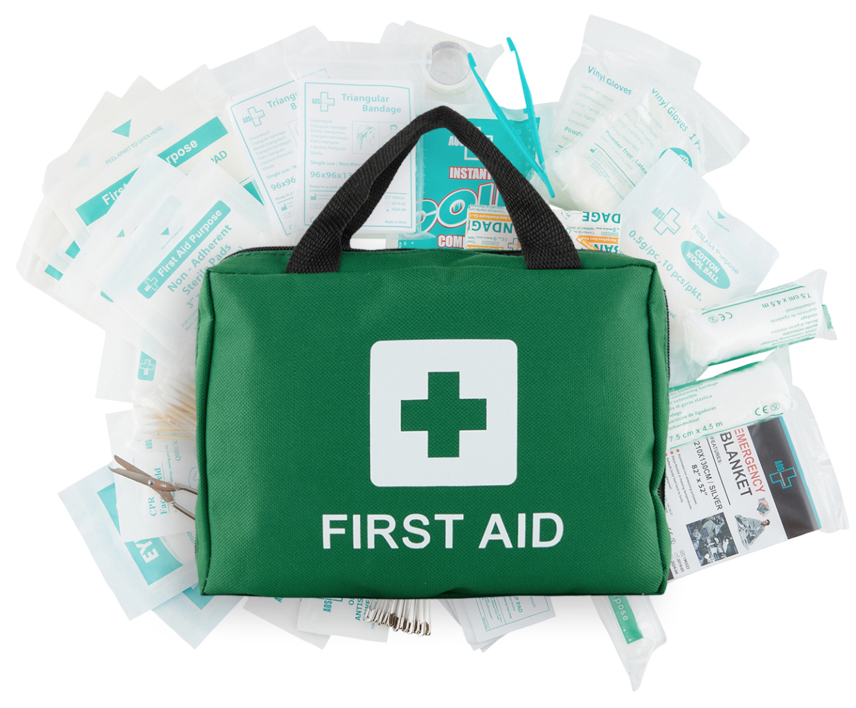 Hlpmedical emergency first aid kit with 210 pieces, suitable for medical travel, workplace, and office safety.