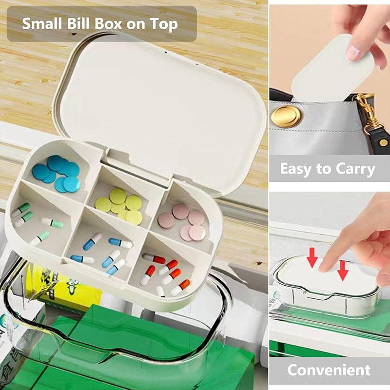 Large capacity 3-layer Hlpmedical medicine box with compartments for family medical supplies and first aid essentials.