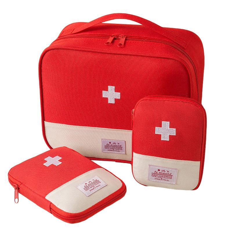 Set of 3 navy portable travel medical bags by Hlpmedical, compact first aid organizers for home or emergency use.