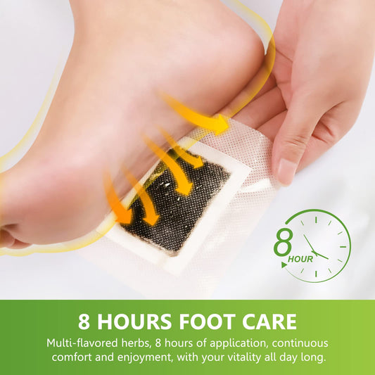20PCS Hlpmedical natural bamboo vinegar and ginger powder foot pads for detox, improved sleep, and boosted metabolism in health and beauty.