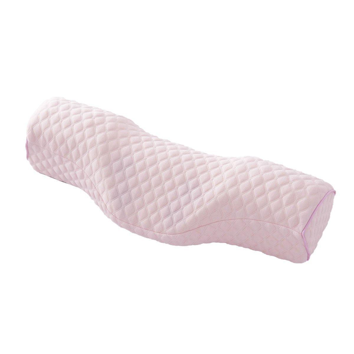 White orthopedic memory foam cervical neck pillow for sleep support, designed for comfort and slow rebound, by Hlpmedical.