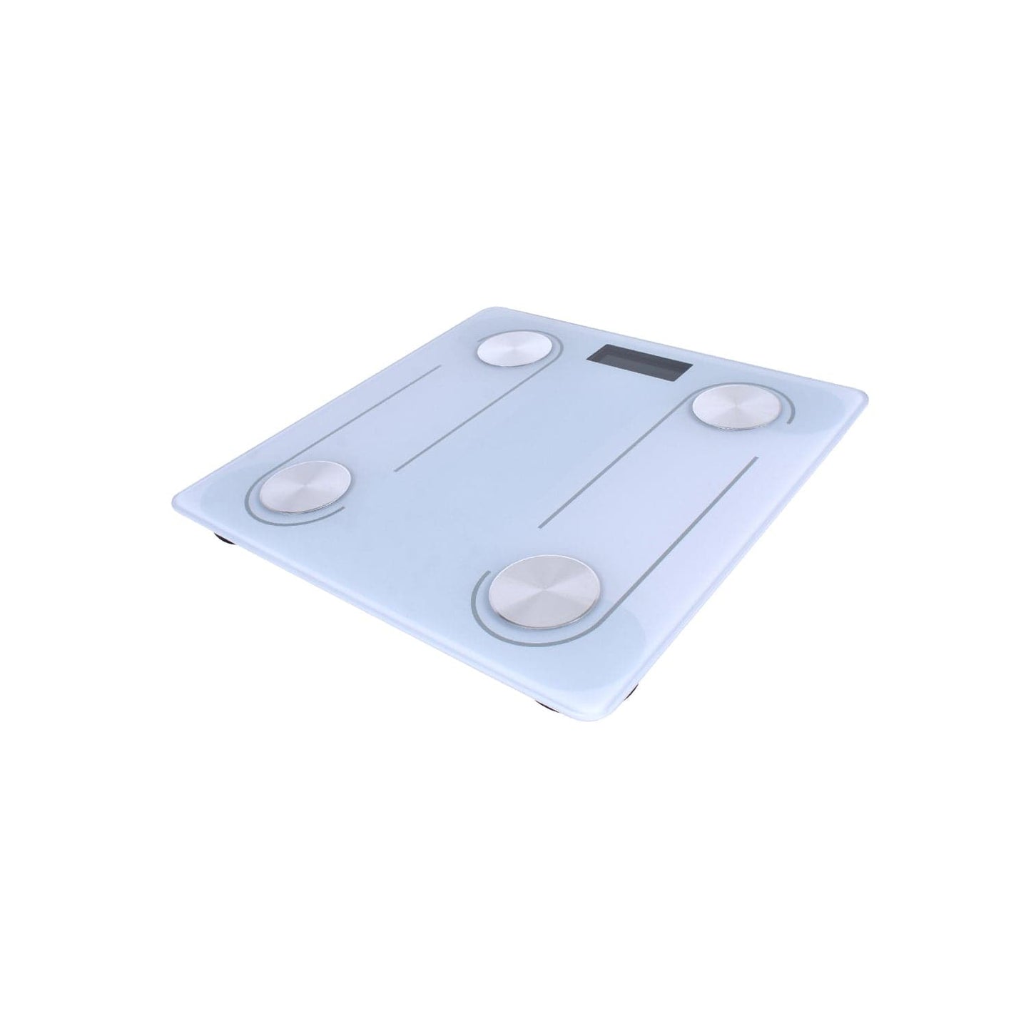 Hlpmedical Clevinger Bluetooth digital glass bathroom scale displaying weight measurement with max capacity 180kg.