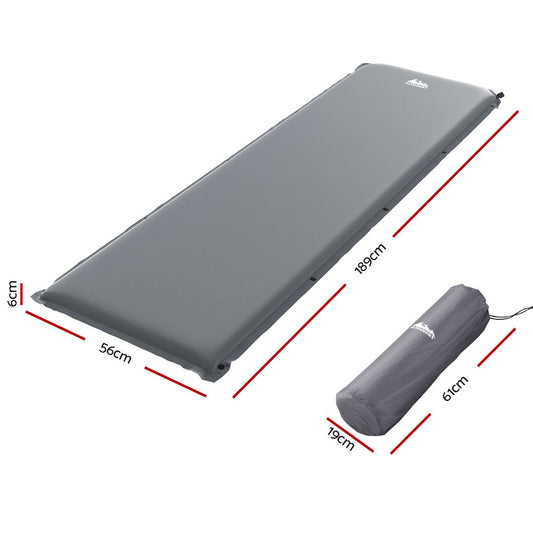 Grey Weisshorn self-inflating camping mattress, inflatable sleeping pad for outdoor recreation, single air bed, Hlpmedical brand
