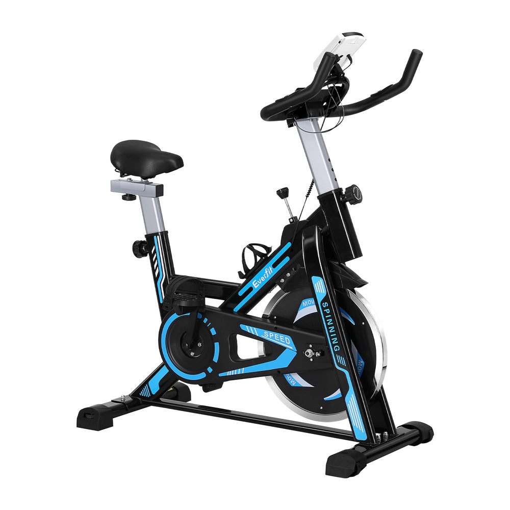 Everfit Spin Bike by Hlpmedical with 13kg flywheel and 150kg capacity, ideal for home gym cardio workouts and fitness training.