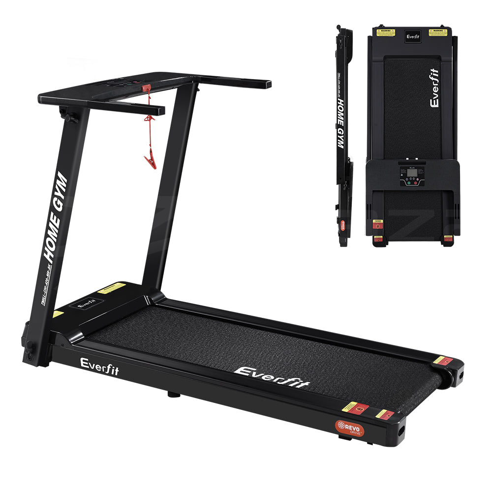 Everfit electric treadmill by Hlpmedical, foldable black treadmill with 420mm belt for home gym fitness and exercise.