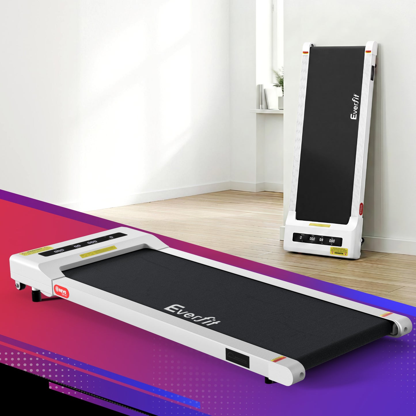 Everfit electric walking pad treadmill in white, compact under-desk home gym fitness equipment by Hlpmedical